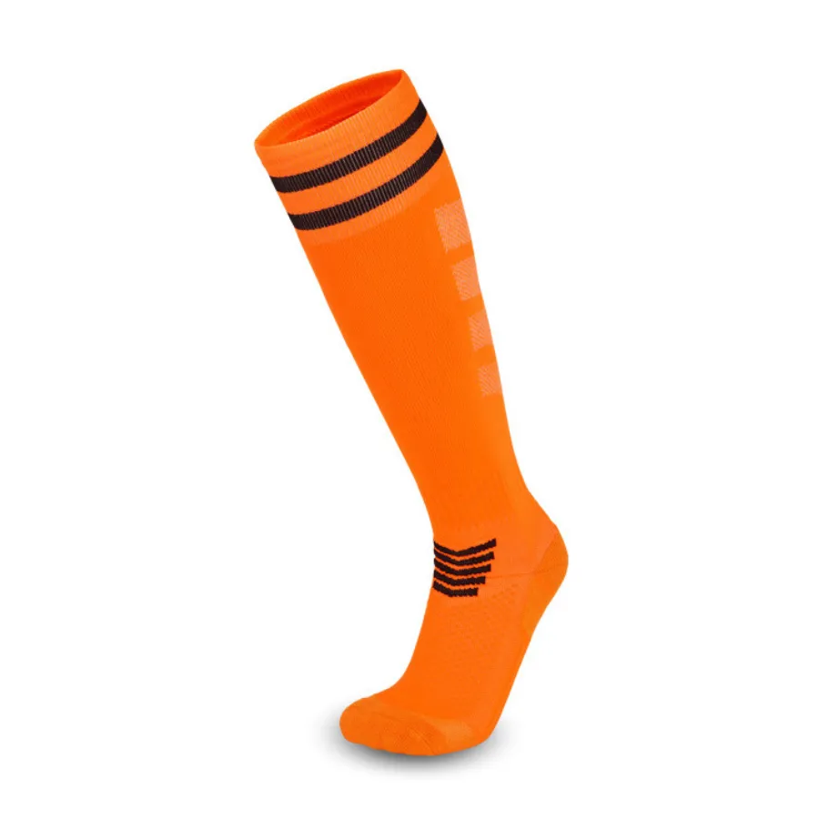 3 Pack Men's Orange Football Socks with Striped