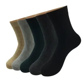 5 Pairs Lot Casual Cotton Solid Color Middle Tube Plain Socks for Men