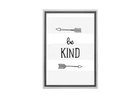 Be Kind Grey Stripe | Scandinavian Kid's Wall Art Print