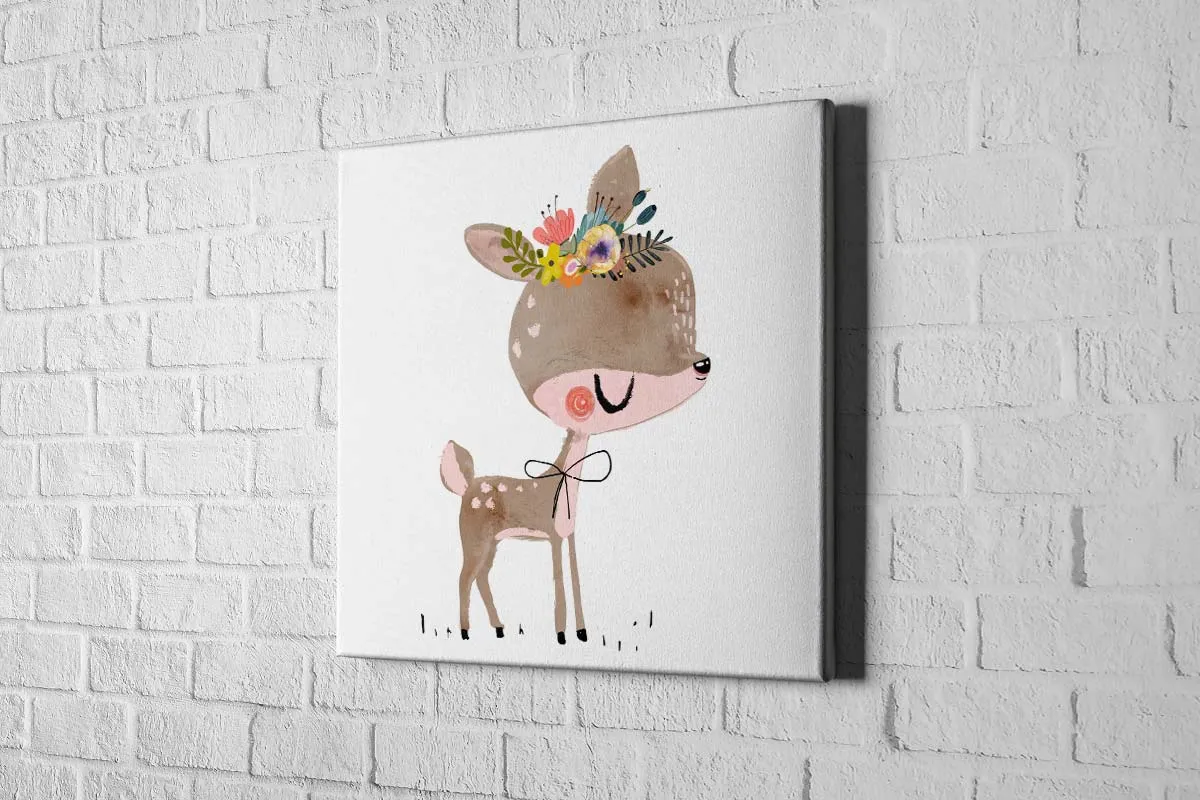 Cute Boho Bear | Canvas Wall Art Print