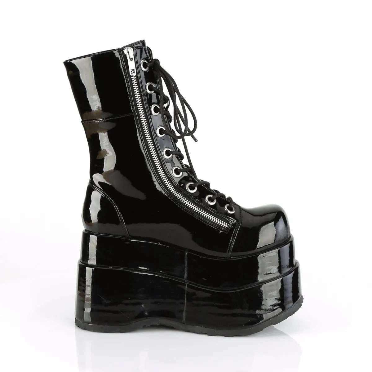 Demonia BEAR-265 | Black  Patent Leather Mid-Calf Boots