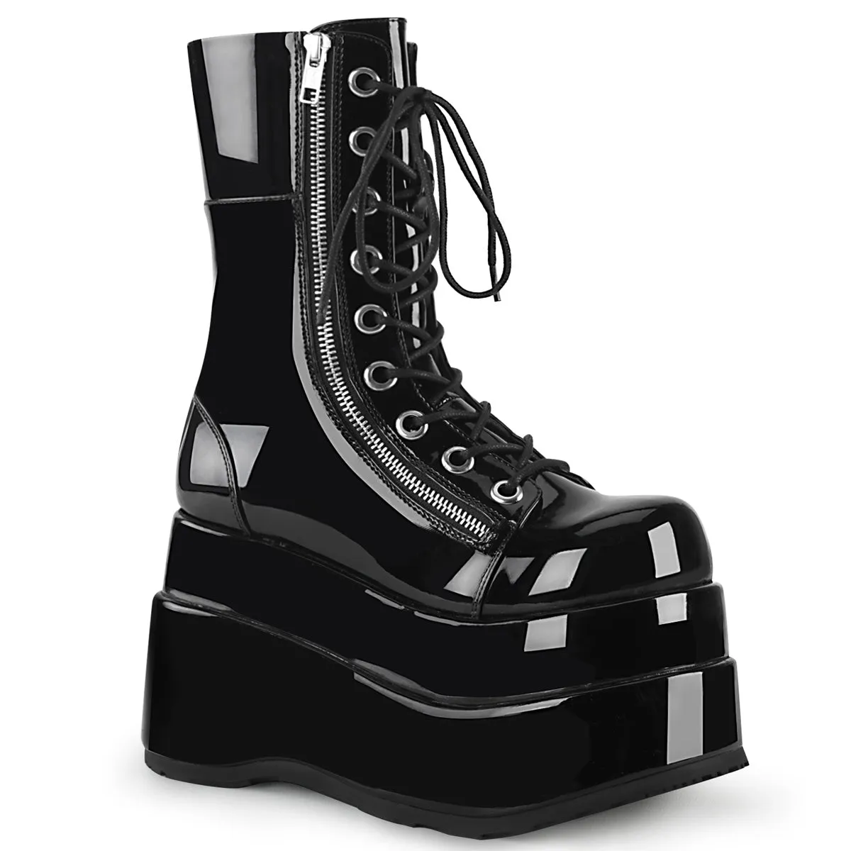 Demonia BEAR-265 | Black  Patent Leather Mid-Calf Boots