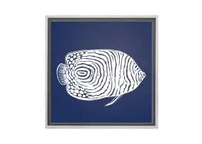 Fish 2 White on Navy | Canvas Wall Art Print