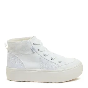 Stylish White Patchwork Platform Sneakers for Women