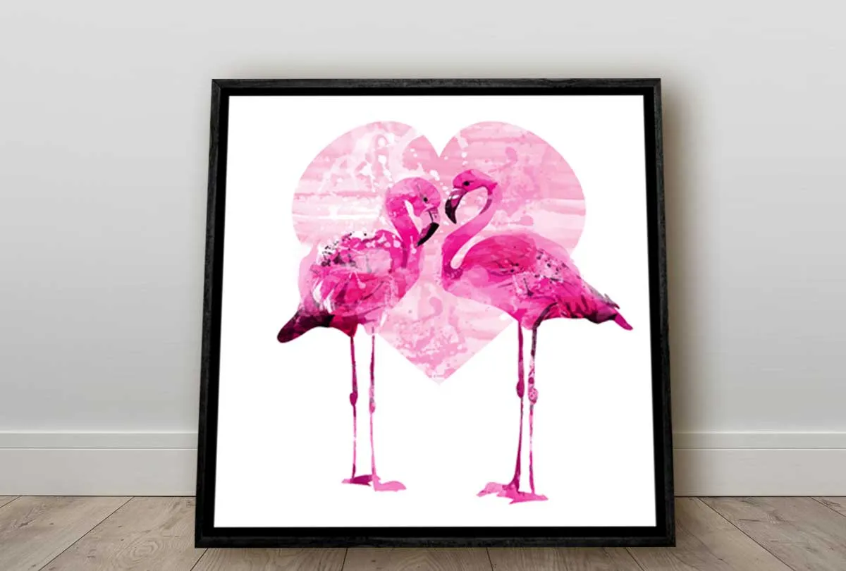 Flamingo With Love Heart | Canvas Wall Art Print