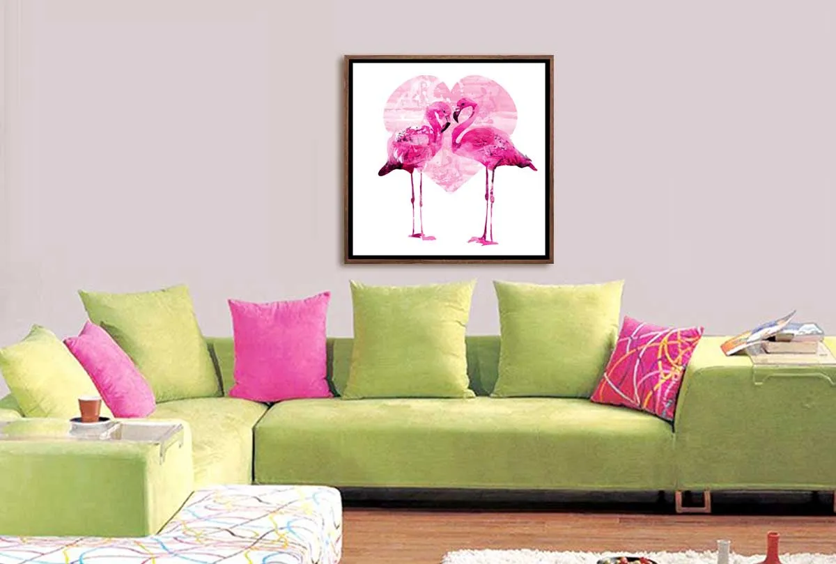 Flamingo With Love Heart | Canvas Wall Art Print