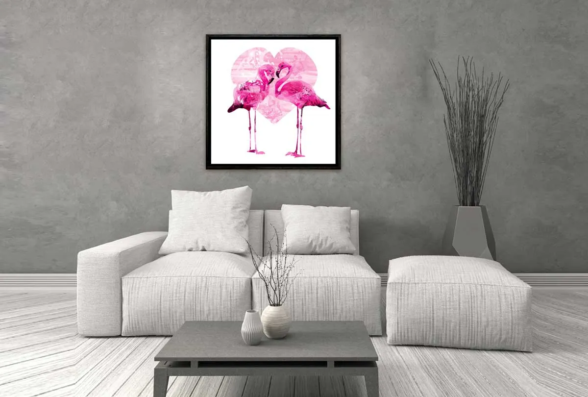 Flamingo With Love Heart | Canvas Wall Art Print