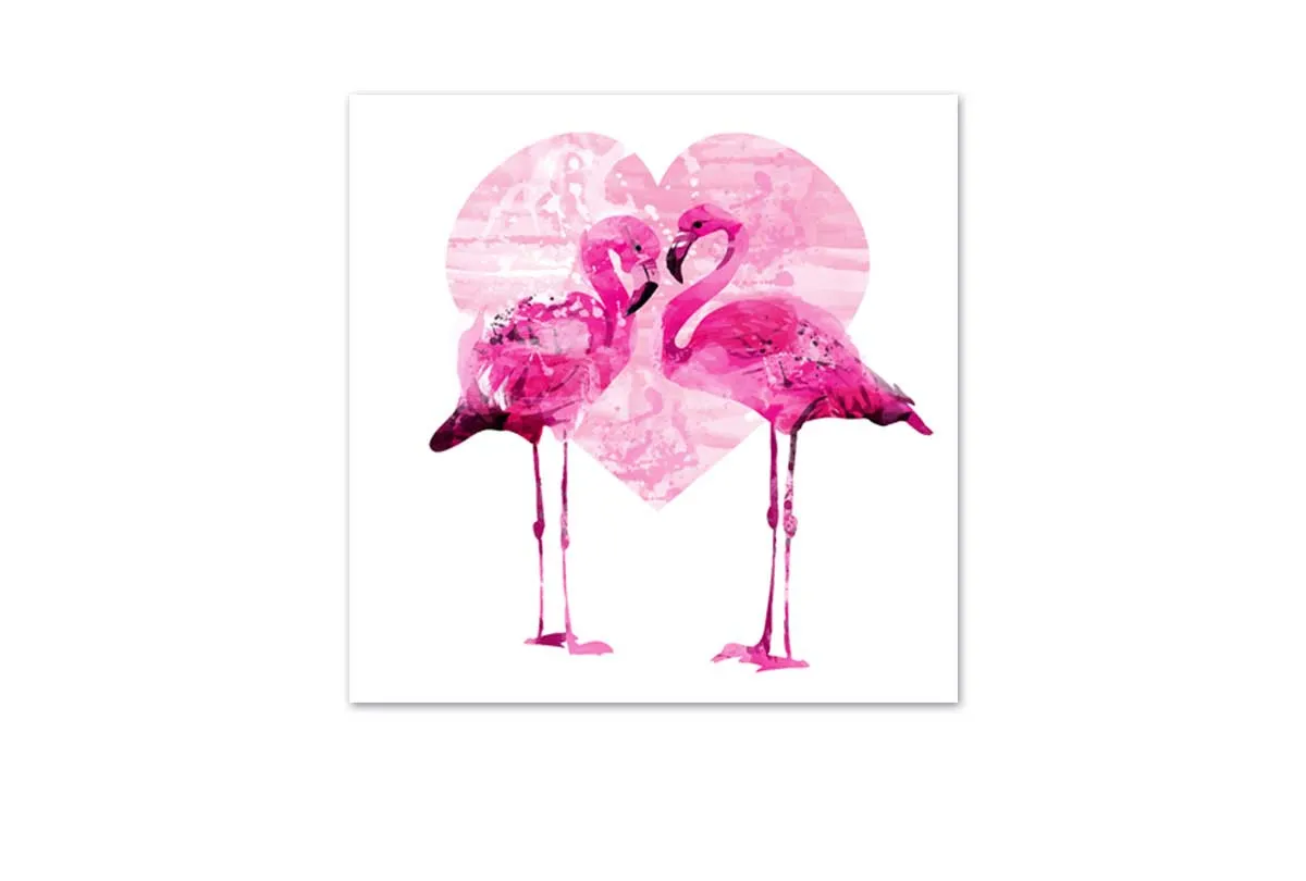 Flamingo With Love Heart | Canvas Wall Art Print