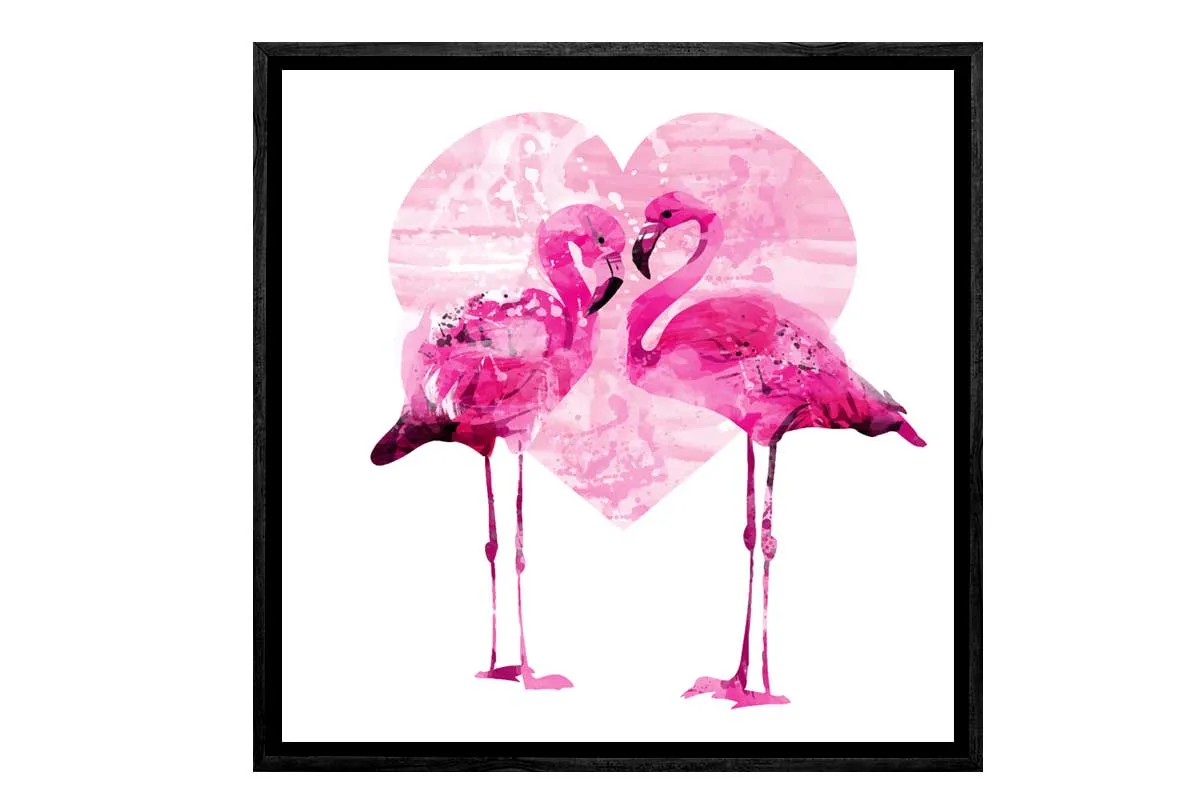 Flamingo With Love Heart | Canvas Wall Art Print