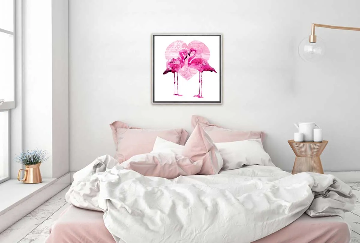 Flamingo With Love Heart | Canvas Wall Art Print