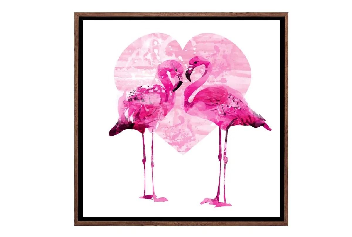 Flamingo With Love Heart | Canvas Wall Art Print