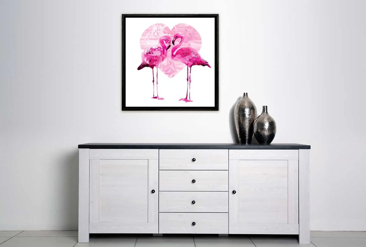 Flamingo With Love Heart | Canvas Wall Art Print