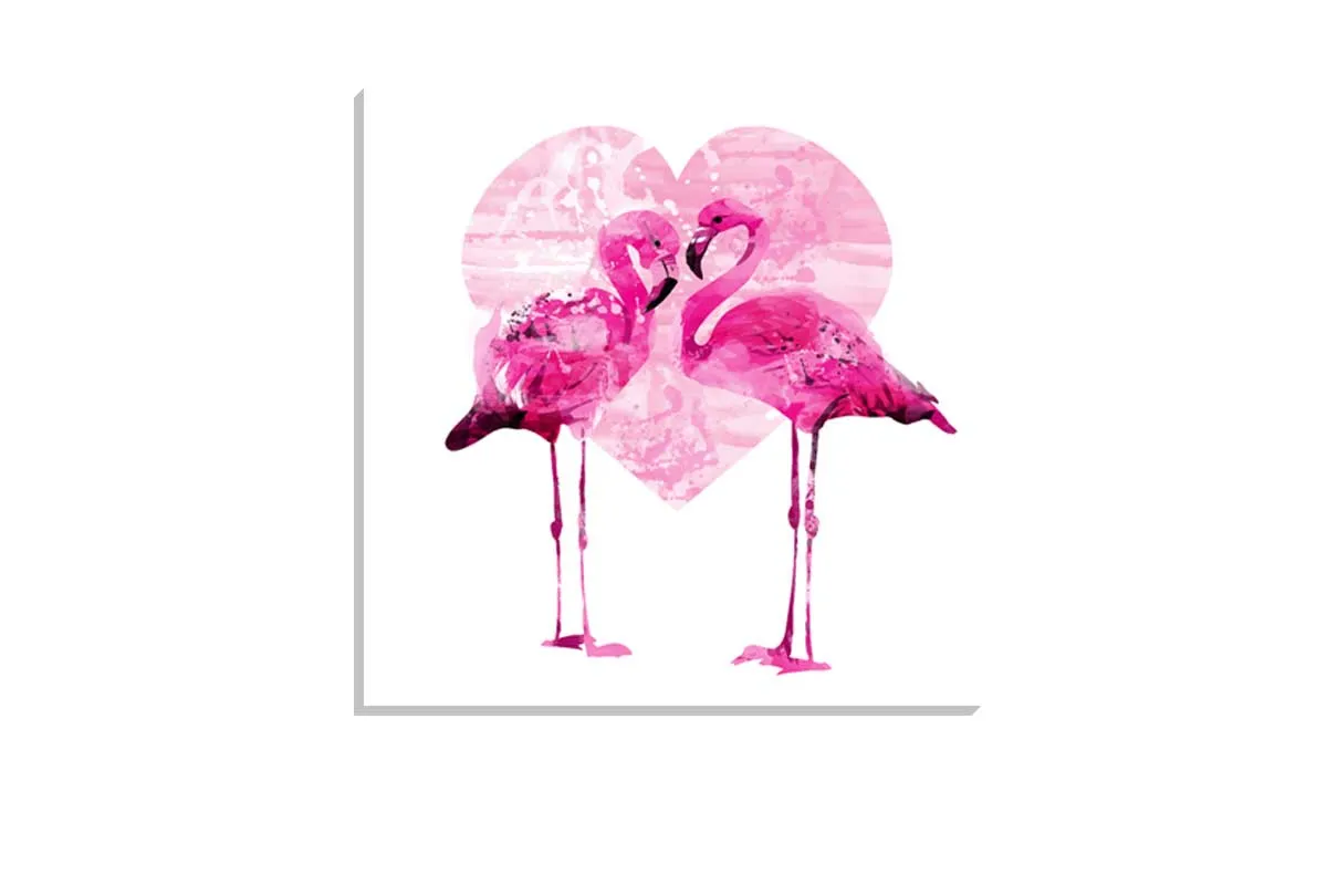 Flamingo With Love Heart | Canvas Wall Art Print