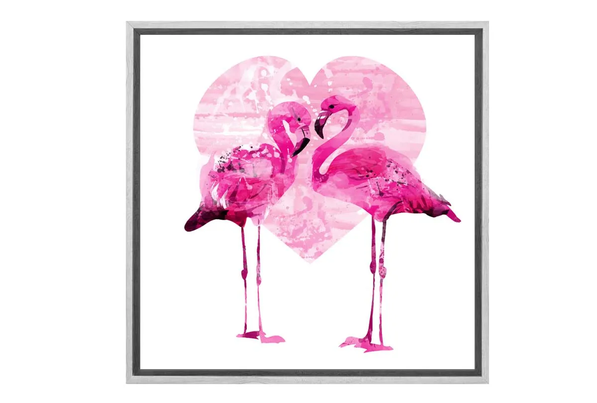 Flamingo With Love Heart | Canvas Wall Art Print