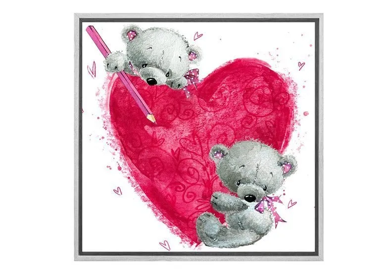 Heart Teddies | Canvas Wall Art Print