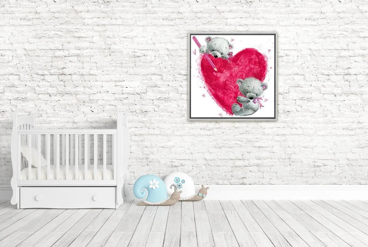 Heart Teddies | Canvas Wall Art Print