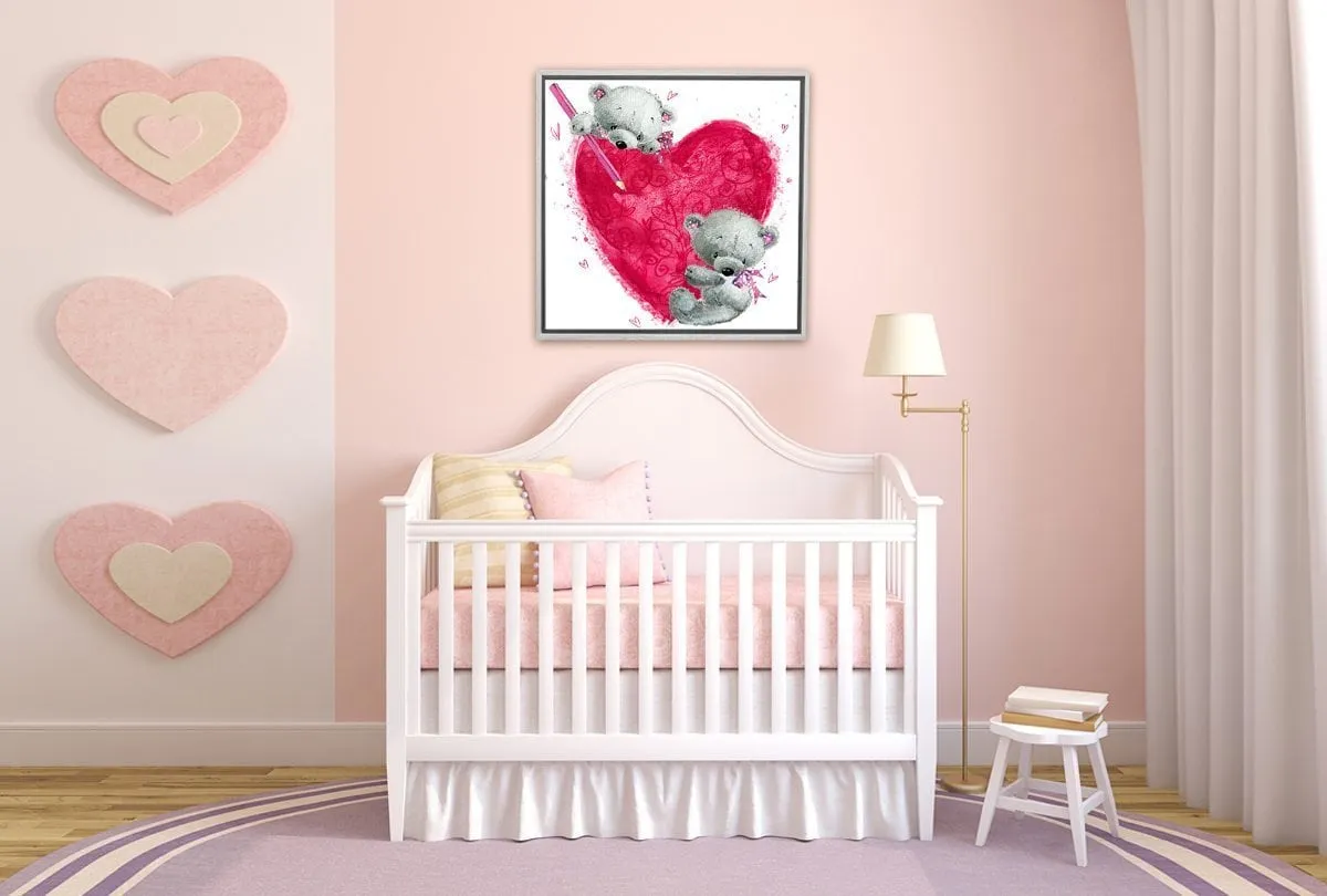 Heart Teddies | Canvas Wall Art Print