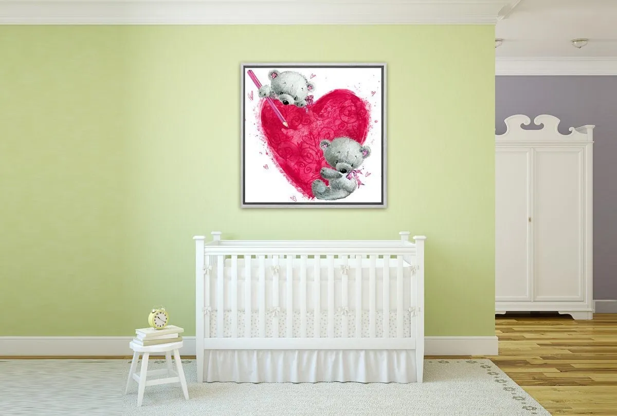 Heart Teddies | Canvas Wall Art Print