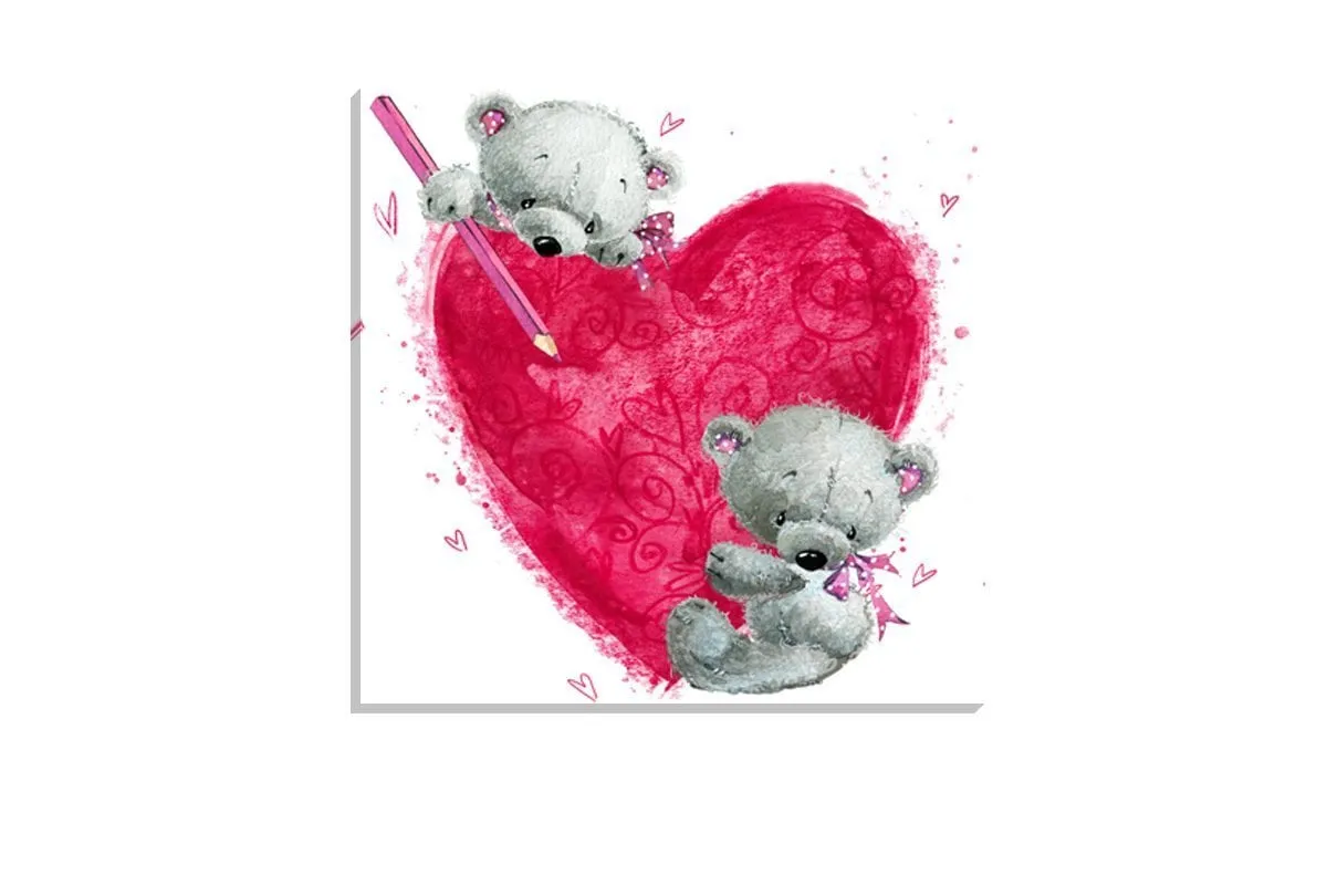 Heart Teddies | Canvas Wall Art Print