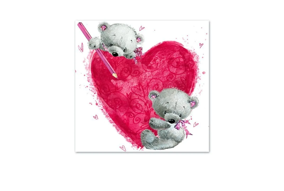 Heart Teddies | Canvas Wall Art Print