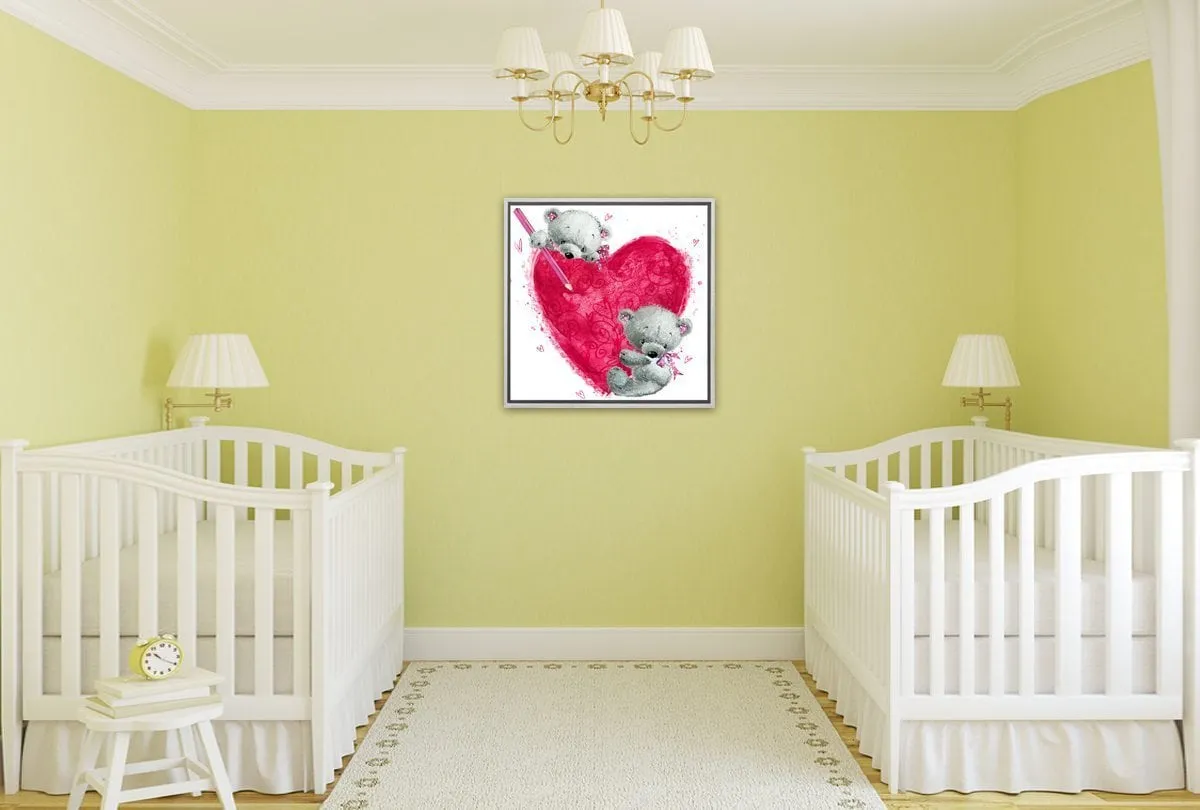 Heart Teddies | Canvas Wall Art Print