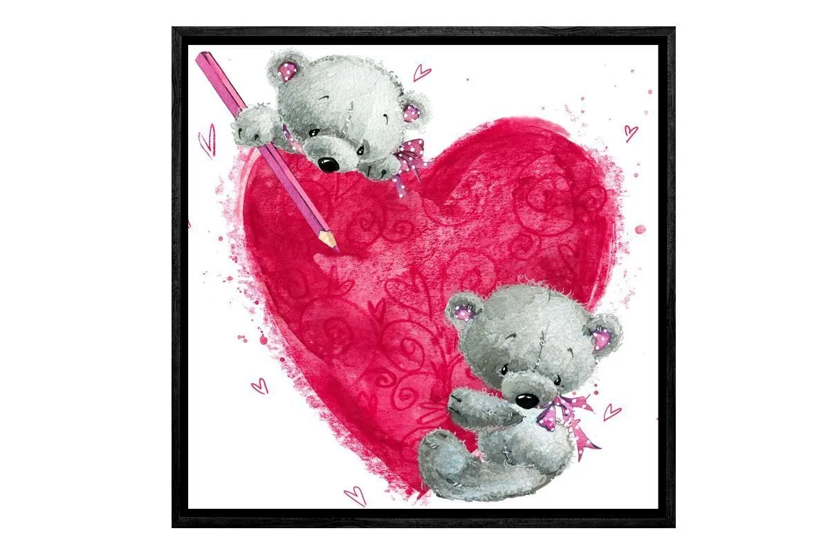 Heart Teddies | Canvas Wall Art Print