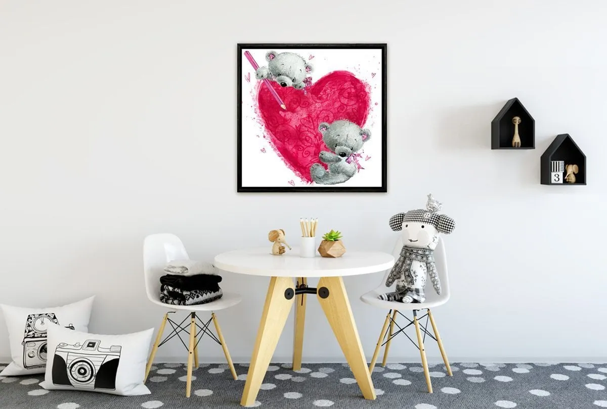 Heart Teddies | Canvas Wall Art Print