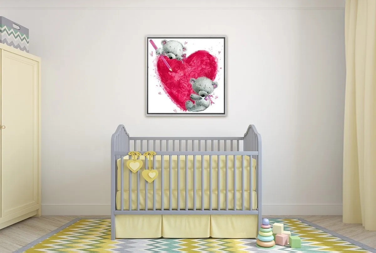 Heart Teddies | Canvas Wall Art Print