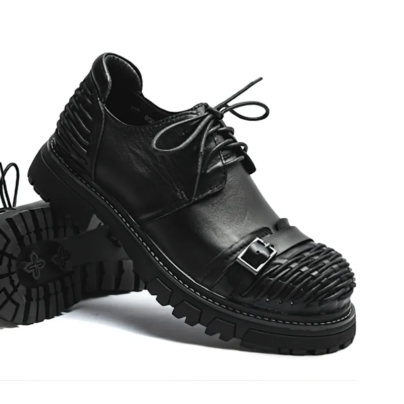 Luxury Men's Genuine Leather Work Boots / Casual Lace-up Platform Shoes / Fashion Driving Shoes