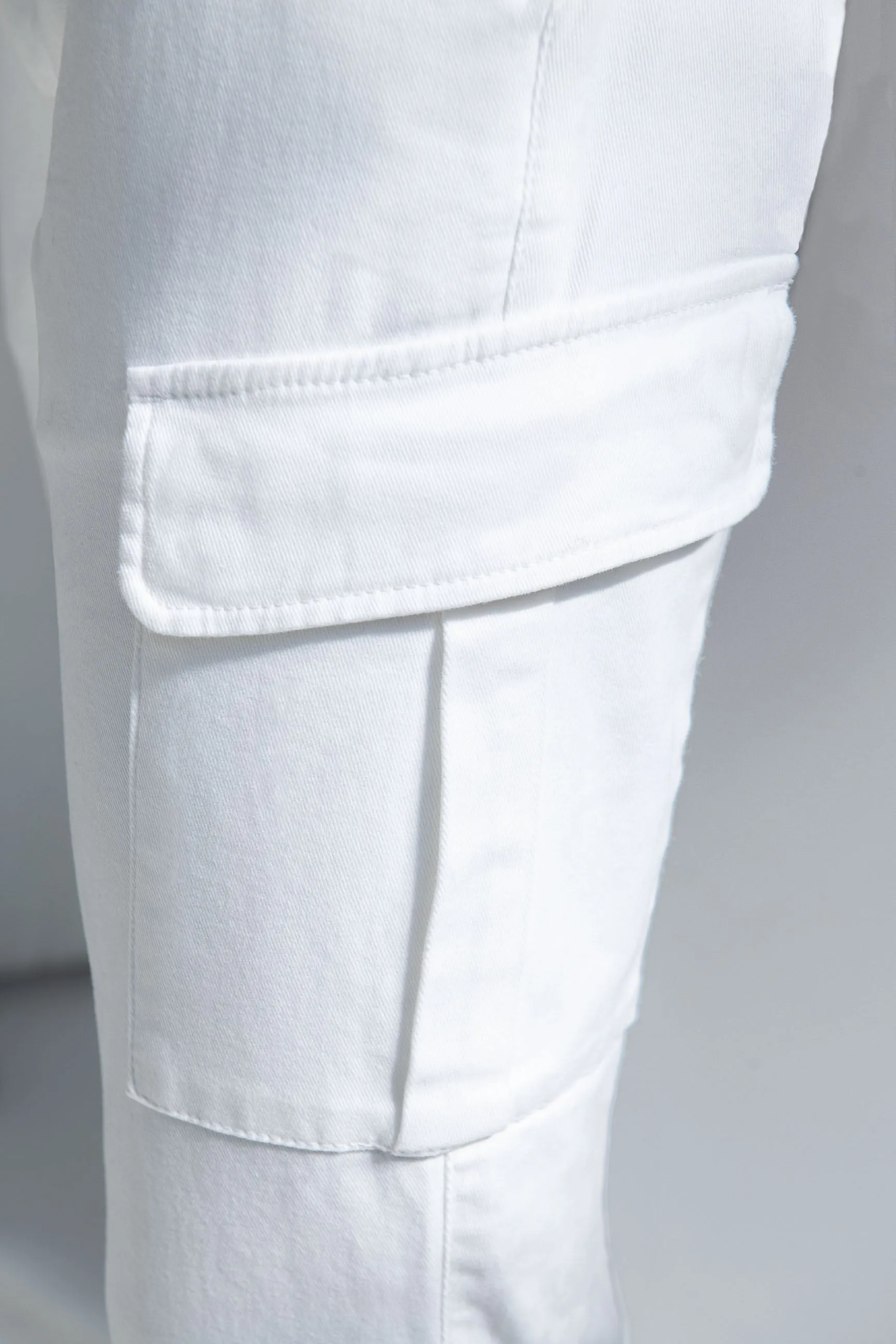 Off-white stretch canvas cargo - Made in Italy