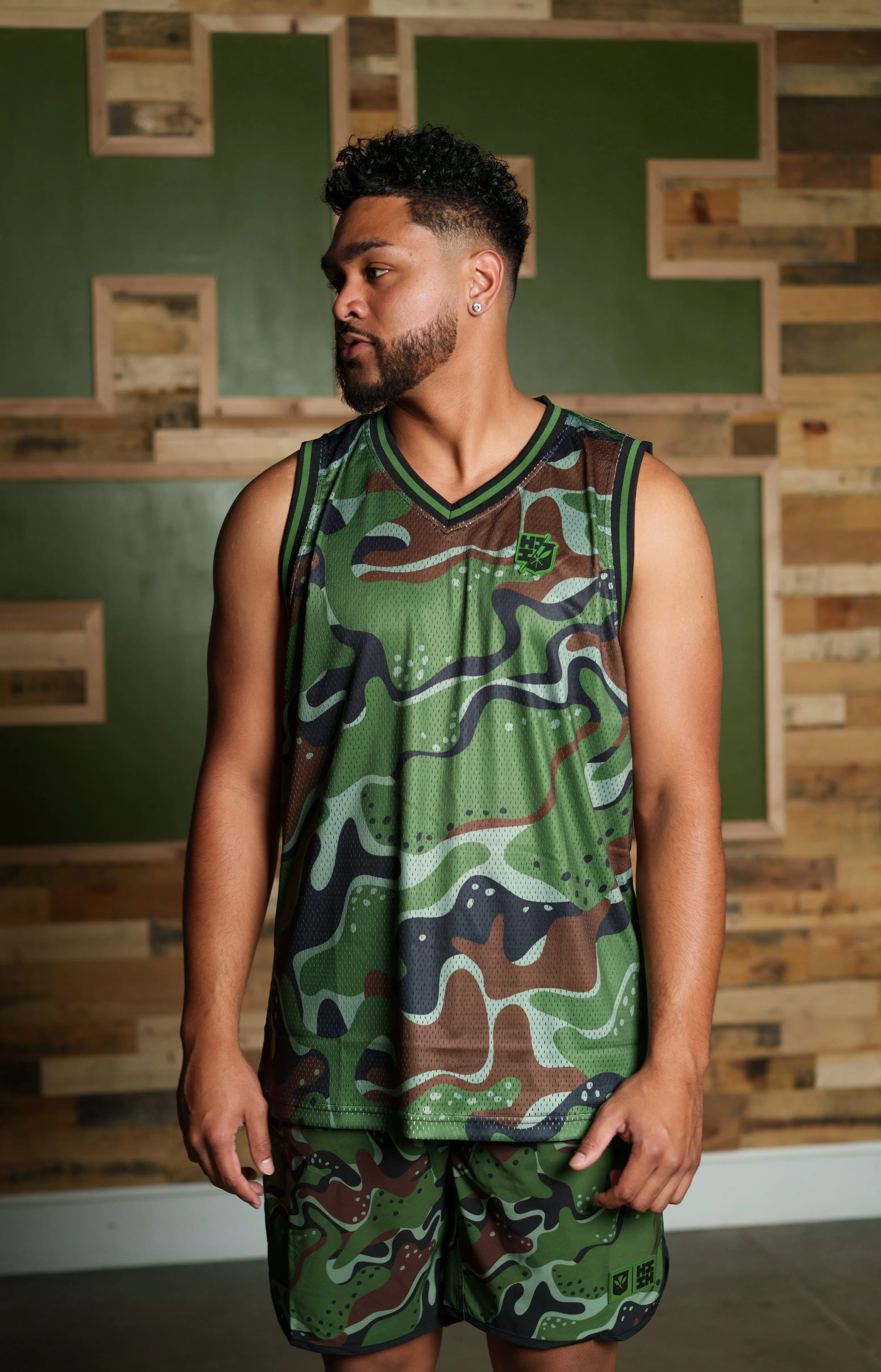 OLIVE MARBLE CAMO MINI COLLECTION BASKETBALL JERSEY