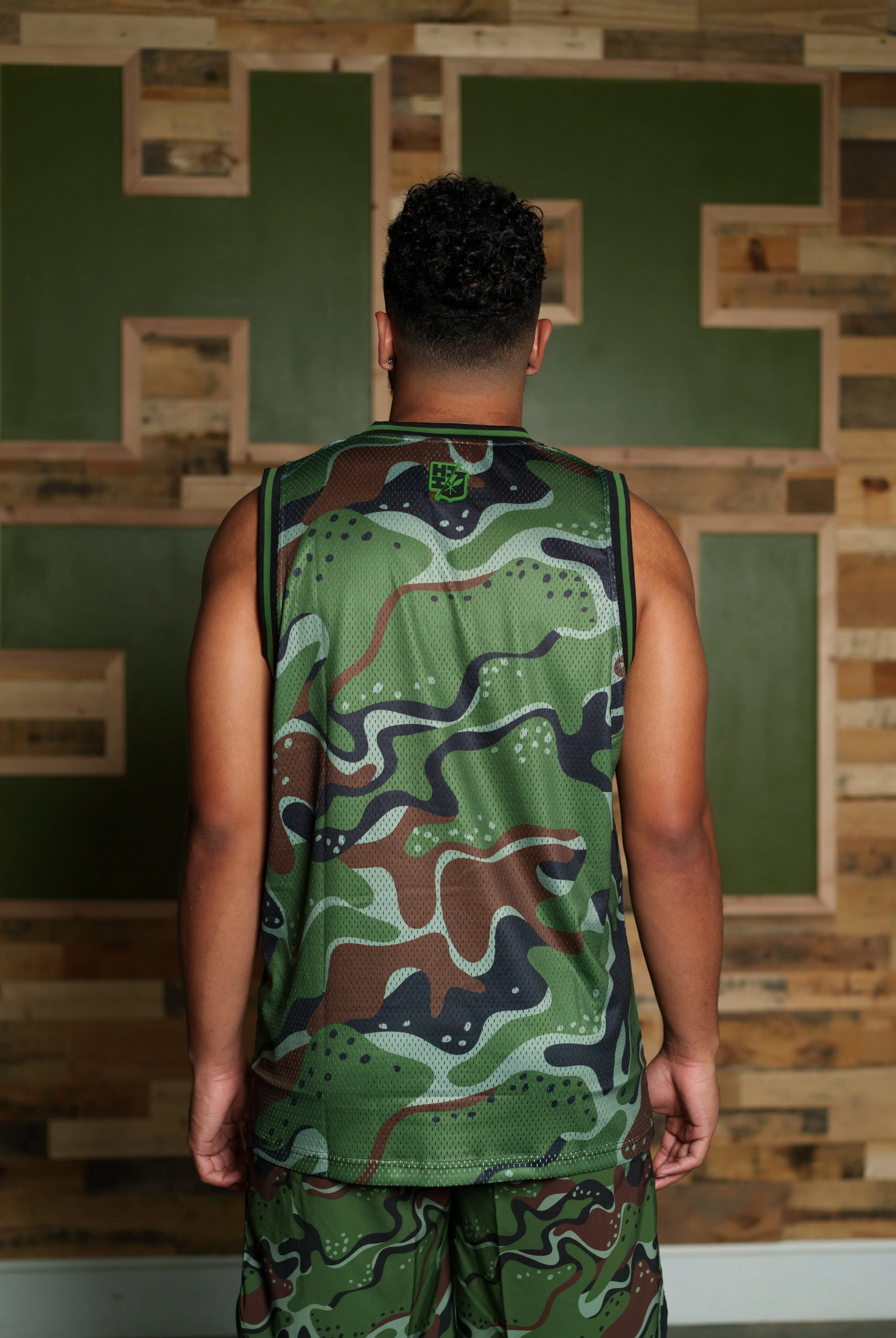 OLIVE MARBLE CAMO MINI COLLECTION BASKETBALL JERSEY