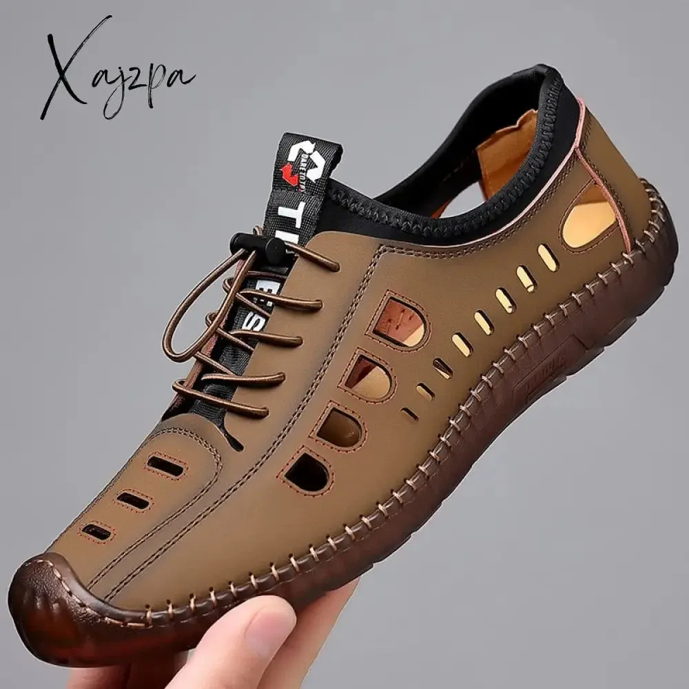 Xajzpa - Summer Men's Casual Sandals Fashion Hollow Out Breathable Shoes Men's Flat Business Soft Bottom Sneakers Sandalias Hombre