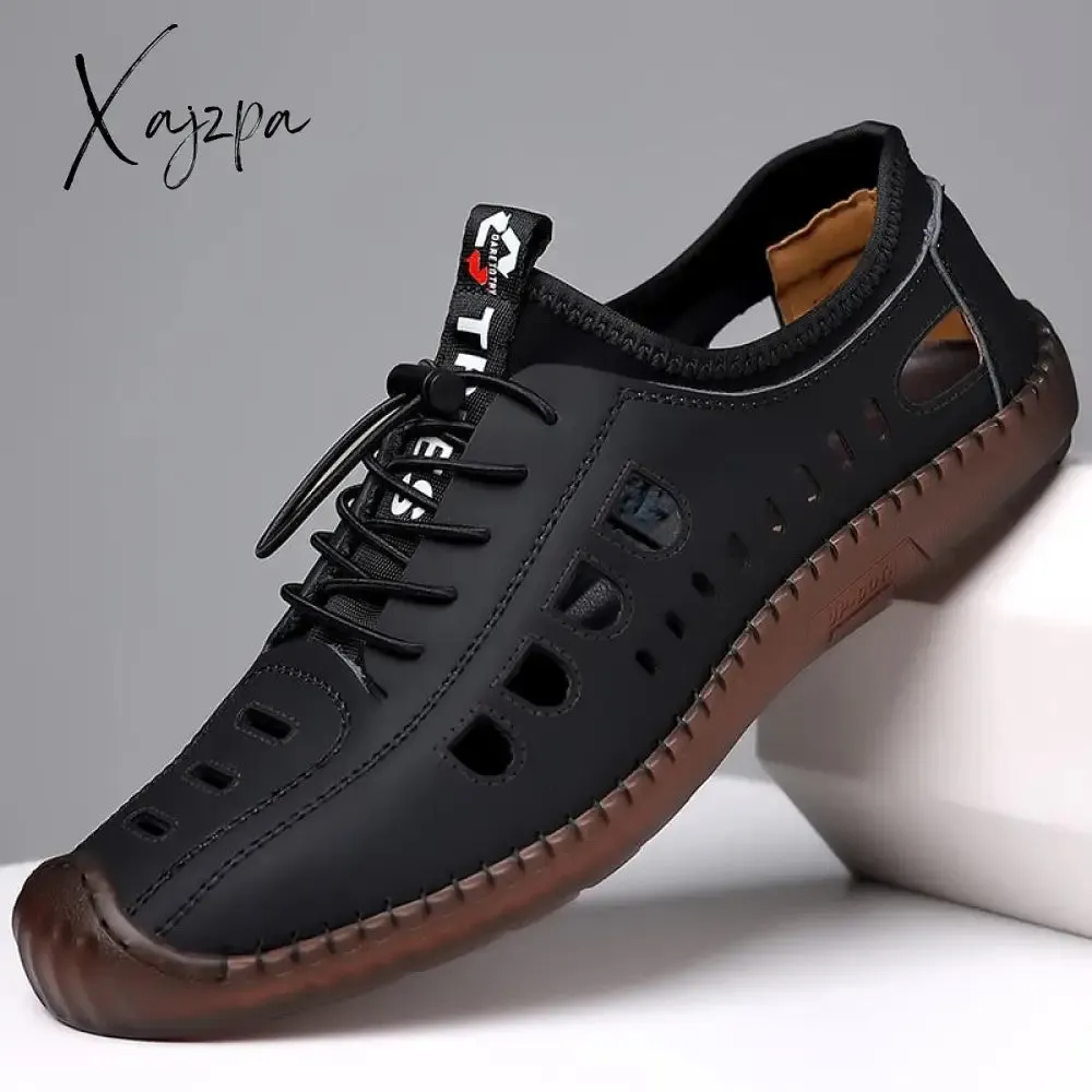 Xajzpa - Summer Men's Casual Sandals Fashion Hollow Out Breathable Shoes Men's Flat Business Soft Bottom Sneakers Sandalias Hombre